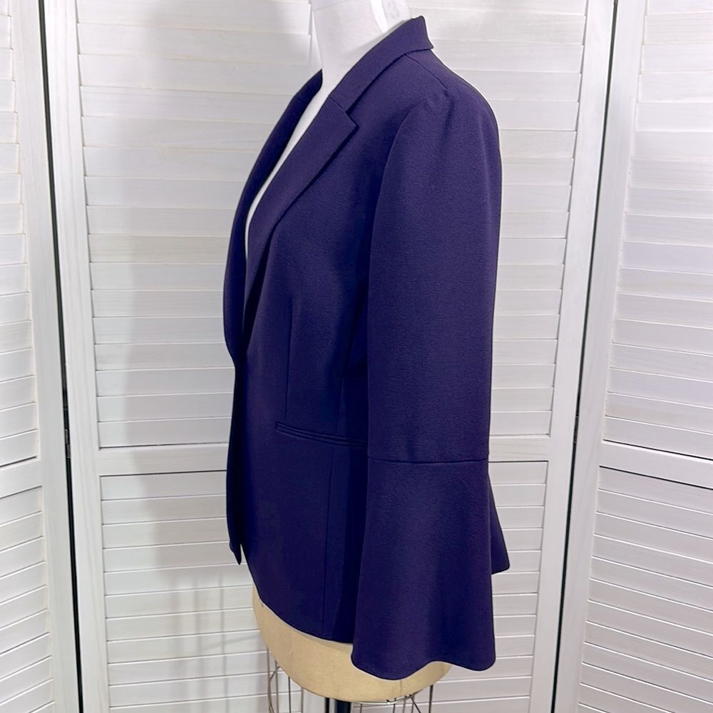 Tahari ASL Blazer Size 14 Split Bell-Sleeve Purple - Picture 8 of 13